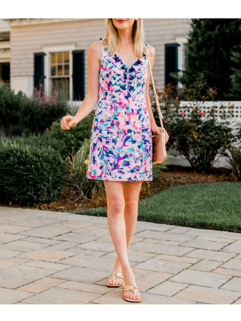 Lilly Pulitzer Cabrey Shift Dress MULTI PINA COLADA CLUB Pink Navy Sz 4